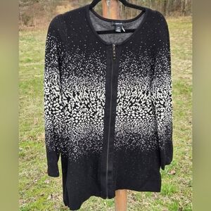 Alison Sheri Zippered Knit  Cardigan Sweater L